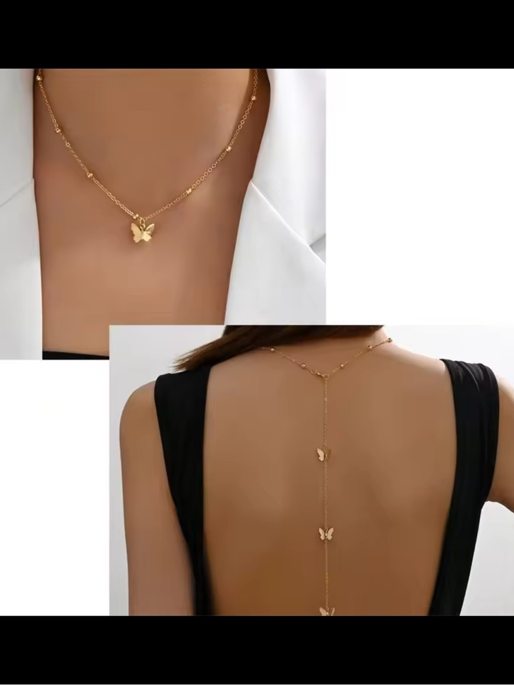 Gold Butterfly Backdrop Y-Necklace